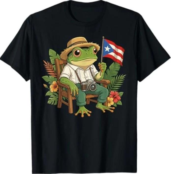 Coqui Frog Puerto Rico Flag Taino Boricua Hispanic Palm T-Shirt S