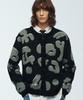 Knitted Bulky Brush Pattern Cardigan Black