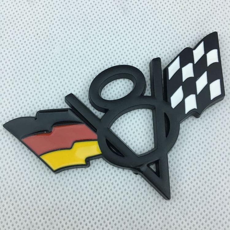 Chevrolet Dodge JEEP Rear Decal V8 Flag Metal Car Sticker