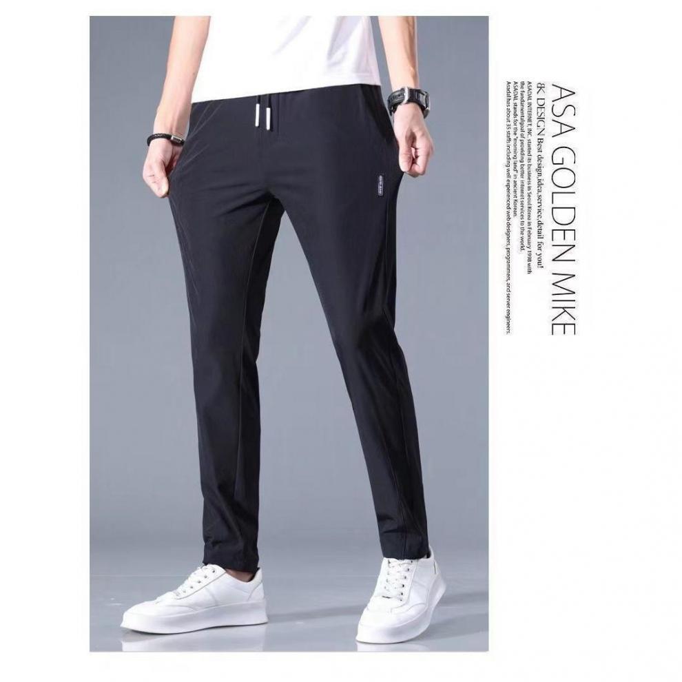 Men's Quick-Dry Elastic Silk Trousers - Summer Plus Size Loose Fit Sports Pants