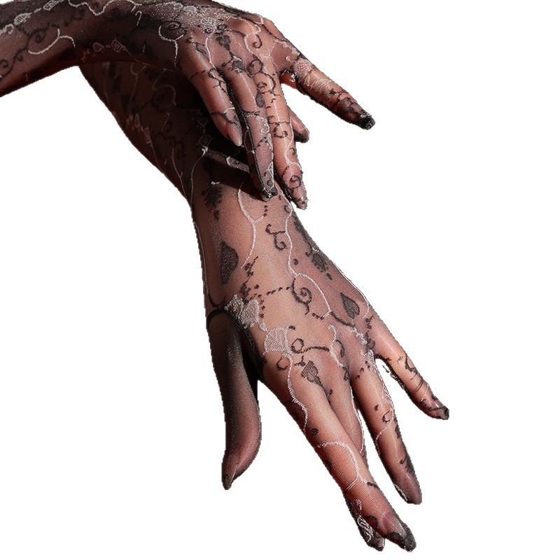 Jacquard Silk Stockings, Five-Finger Gloves, Silky, High-Elasticity, Shiny And Smooth,Grade , Thin