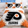 3PCS Philadelphia Flyers Bedding Set Duvet Cover Closure Includes 1 Duvet Cover & 2 Pillowcases for All Seasons Bedroom Decor Christmas Fan Gifts