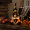 Striped Knitted Gnomes Halloween Plush Gnome Decoration, Spooky Boo Swedish Tomte Elf Figurine, Decorations Scandinavian Dwarf Ornament for Home Table