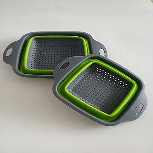 Silicone Colander, Colander, Vegetable and Fruit Drainer, Square, Convenient for Outdoor Use! Includes Two Large and Small Sizes. Convenient and Profe