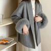 Fox Fur Cuff Woolen Coat - Women's Winter Slimming Style