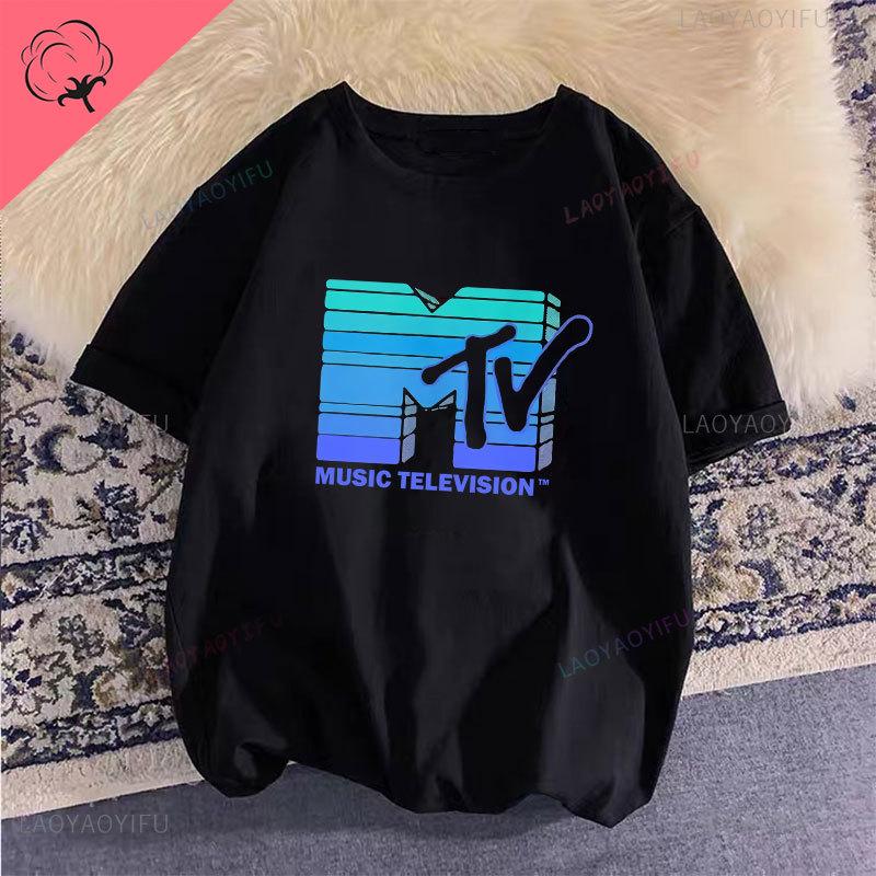 Unisex Clothing Retro Cotton T Shirt Vintage Rock Hip Hop Modal Summer Unisex Casual Shirt Mtv Music Elevision Graphic Shirts