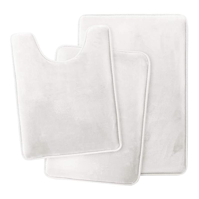 Set of 3 Bathroom Rugs Super Absorbent Nonslip Foot Mats European Shower Mat