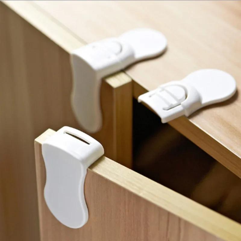 2/5PCS Baby Safety Locks Drawer Lock Anti-Pinching Hand Cabinet White Drawer Locks Refrigerator Lock Buckle Children Protection