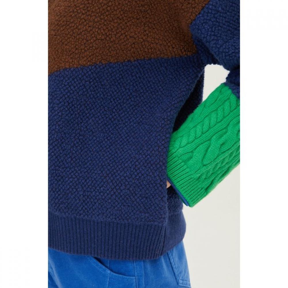 Benetton Bluză tricotată cu glugă și fermoar în blocuri de culoare Bakca1511