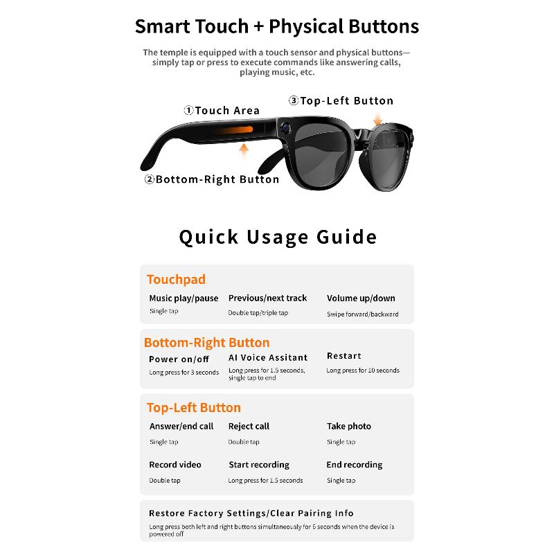 MT3 Smart Glasses 8MP HD Camera Video Recording AI Translation Voice Assistant TR90 Ultralight Bluetooth Call Music Smart Eyewear USB Charging Unisex