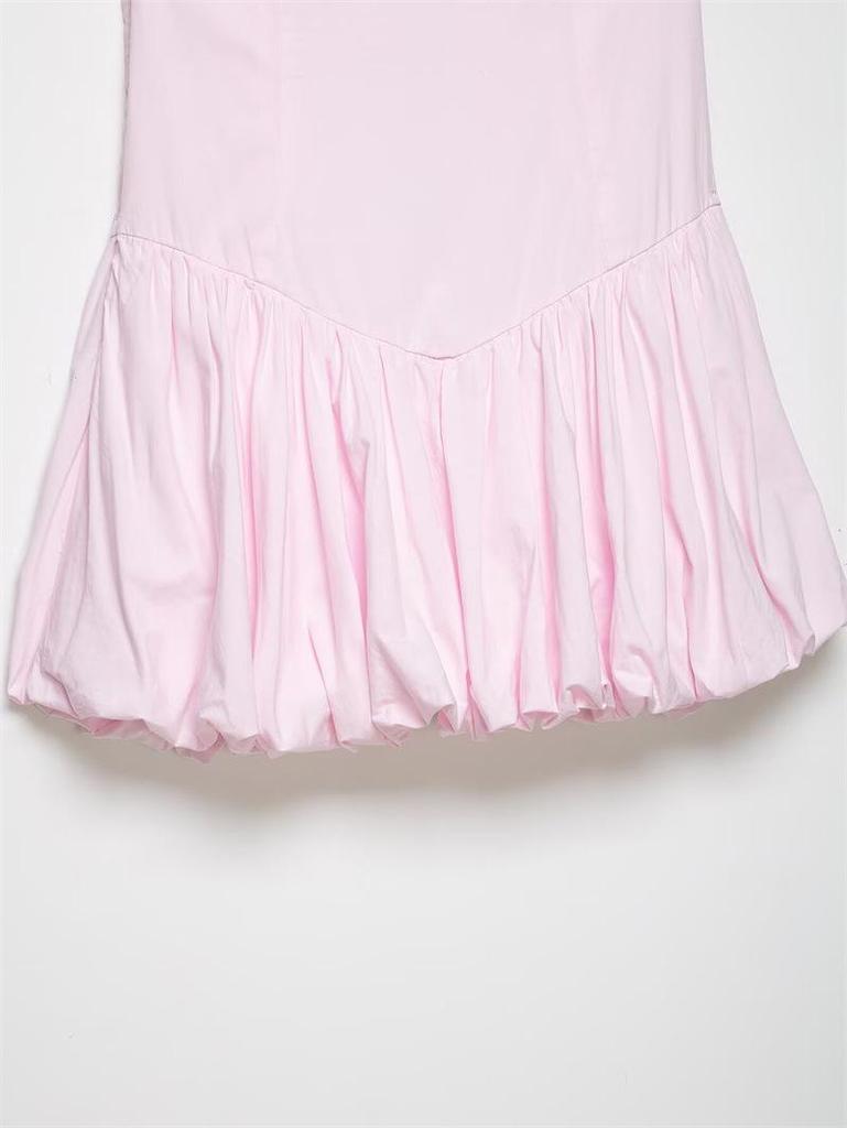 2026 Women's Poplin Halter Neck Balloon Silhouette Short Dress