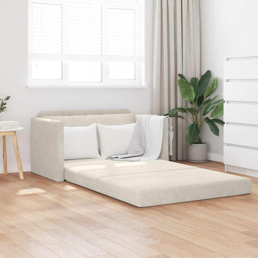 Cream Sleeper Sofa 124 X 71 X 78 Cm Velvet
