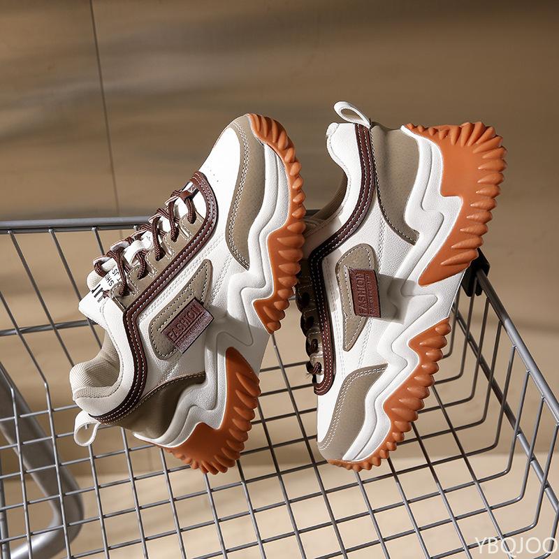 Fashion Ladies New dad Shoes Trendy versatile Sneakers Fashion color blocked non slip shoe Casual lace up Women's shoes Zapatos Mujer