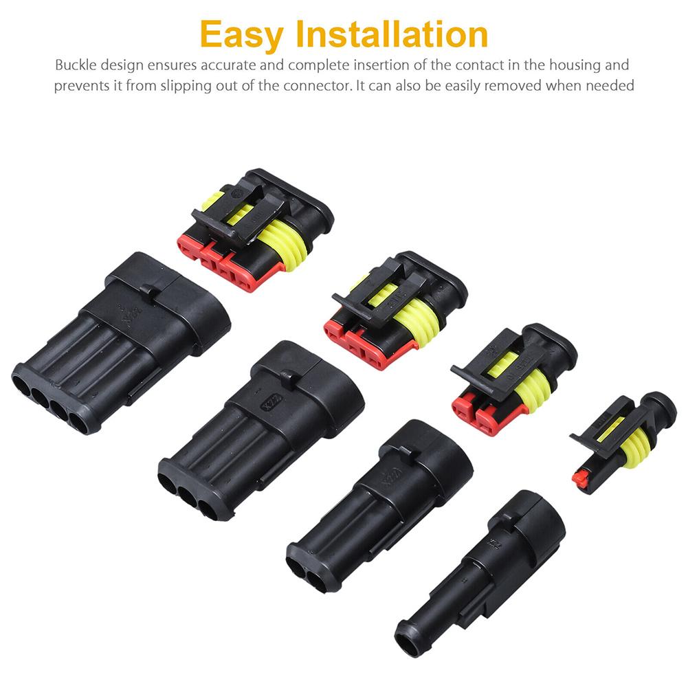300 Stück Automobil-Elektrikdraht-Steckverbinder-Stecker-Kit 1/2/3/4-polig Wasserdichte Automobil-Elektriksteckverbinder-Klemmen
