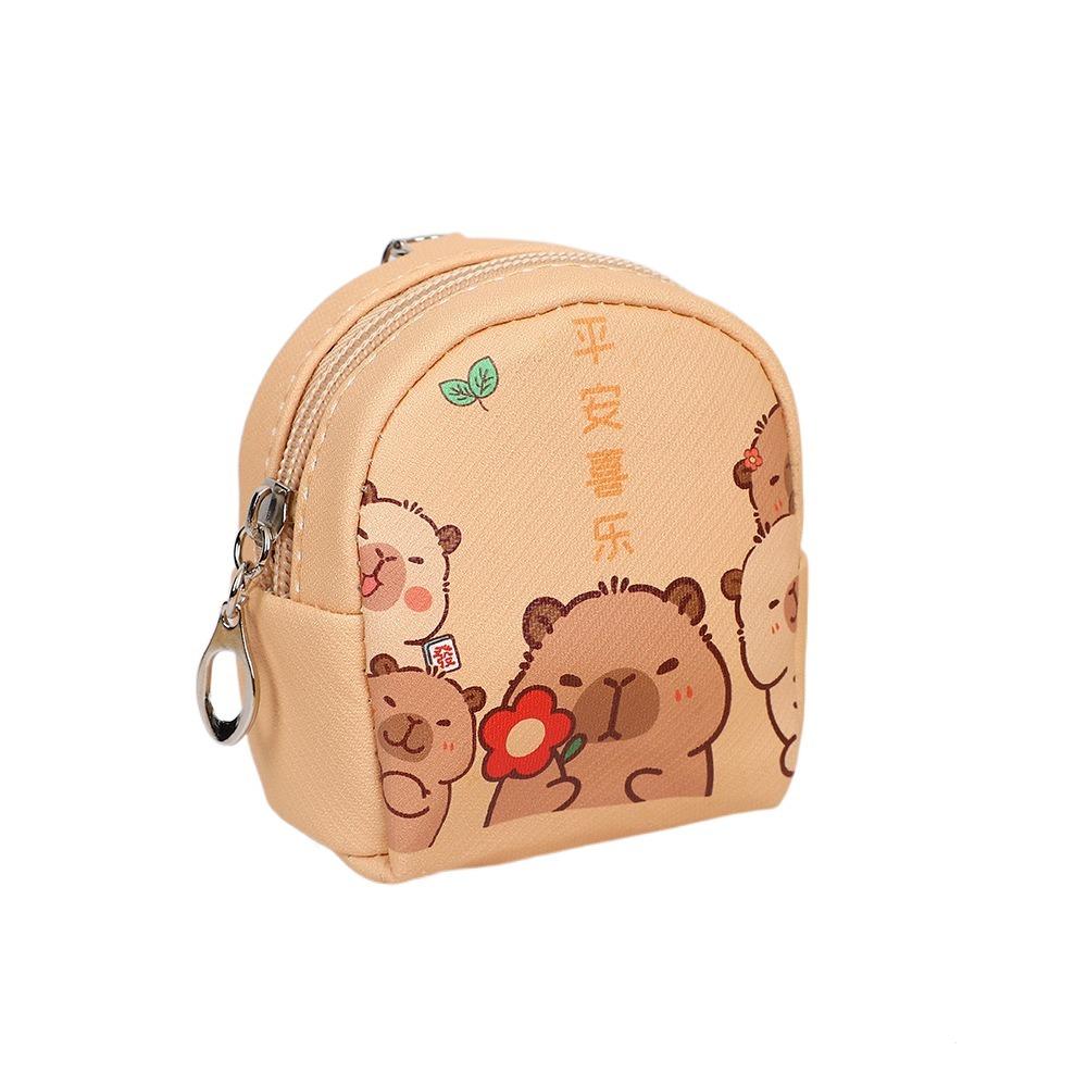 Small Capybara Coin Purse Pu Earphone Storage Bag Lovely Cartoon Leather Wallet Student
