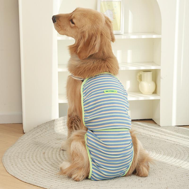 

Striped Reusable Female Dog Sanitary Pants for Large Breeds, Anti-Leak Heat Cycle Underwear for Golden Retrievers & Labradors, S-XL Sizes S: W46-66/B46 (15-38kg)