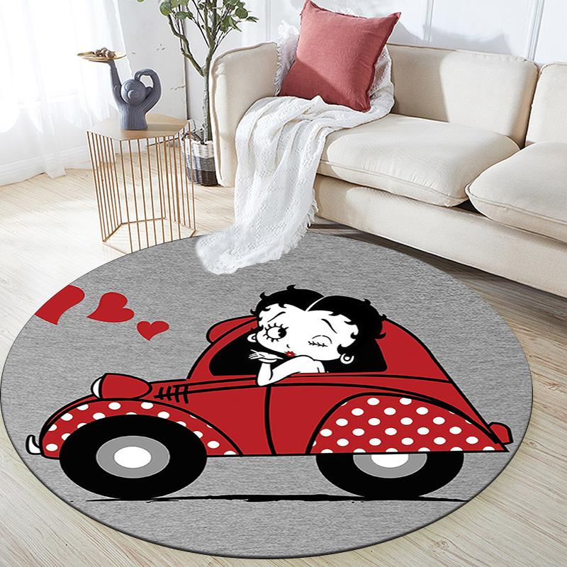 Betty Boop Round Area Rug,Carpet Rug for Living Room Bedroom Sofa Playroom Decor,Non-slip Floor Mat