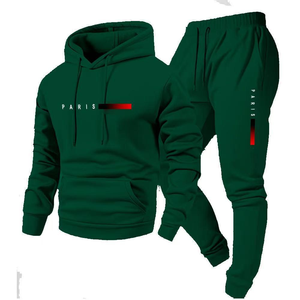2025 Men's Pullover Hoodie and Jogger Set with Printed Logo