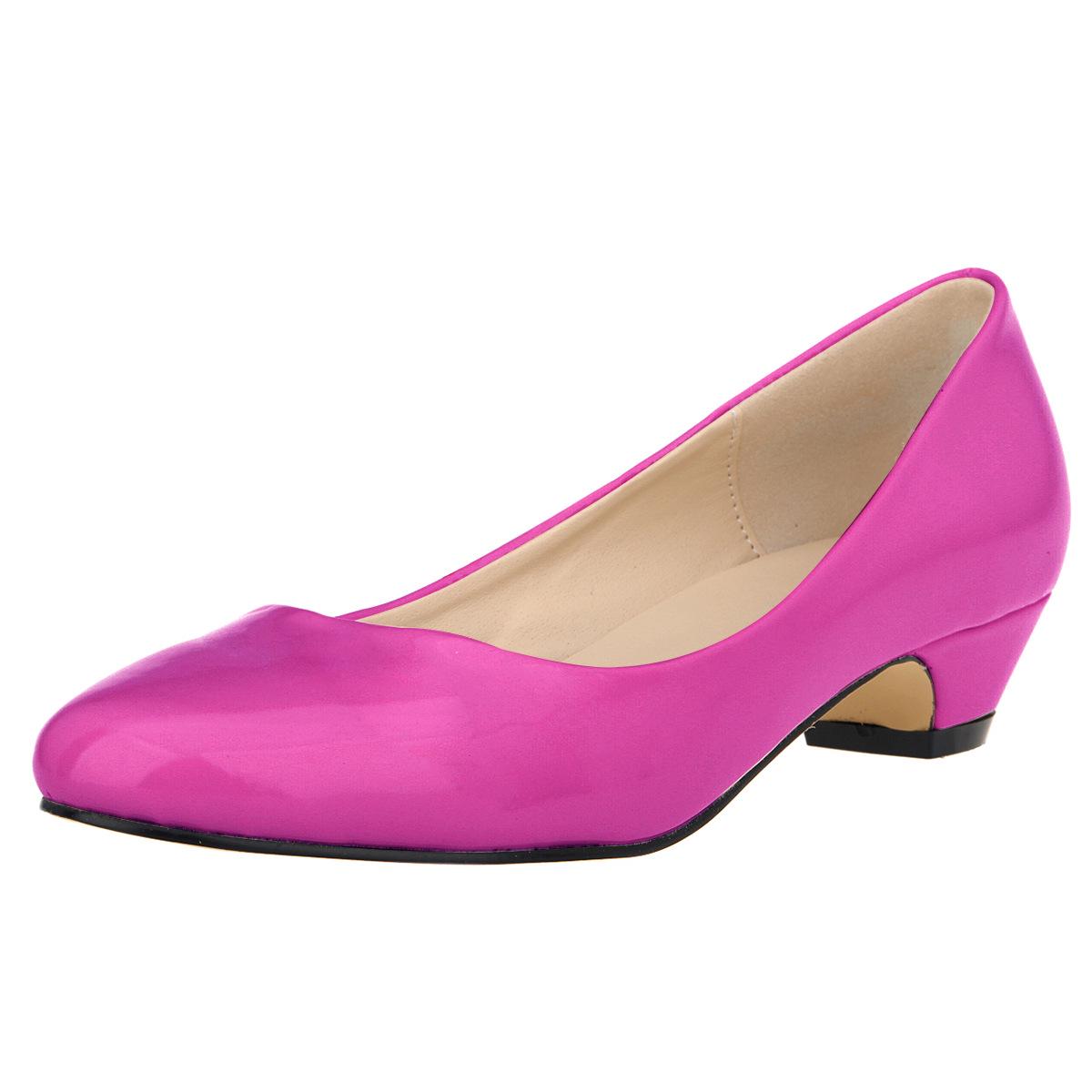 

Женские туфли-лодочки на низком каблуке, повседневные, удобные, на толстом низком каблуке, модные, женские, на каблуке, для офиса, без застежек, из лакированной кожи, свадебные туфли 41 фиолетовый