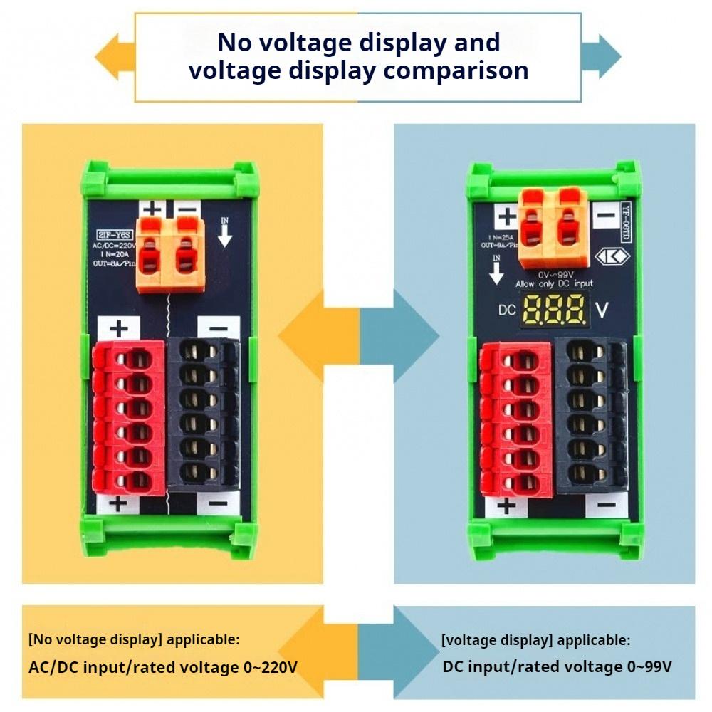 1 Input 4/6/8 Output Power Distribution Box DIN Rail Mount Terminal Block 99V/220V 20A Distribution Box for DC AC Power Supply