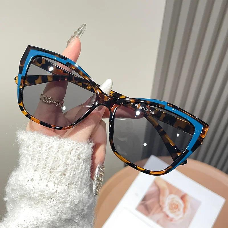 New Fashion Color Block Cat Eye Sunglasses Women UV400 Sunscreen Outdoor Neutral High Quality Personalized