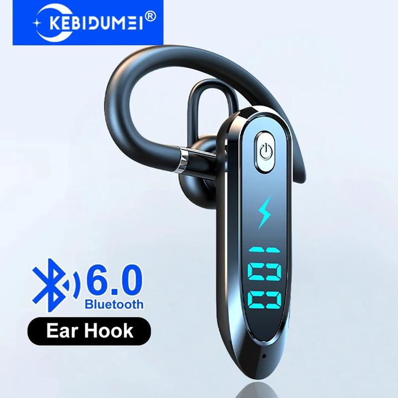 Bluetooth 6.0 Business Wireless Headphone Ear Hook Earphone 270° Rotation LED Display HIFI Stereo Noise Reduction Headset Sport Game Earbud