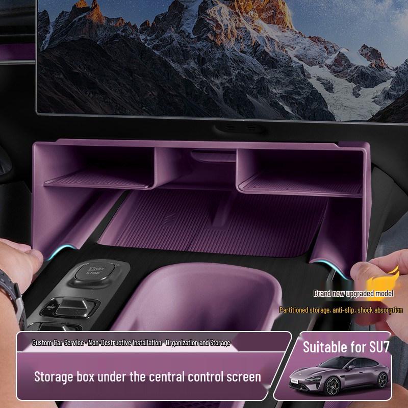 Xiaomi SU7 Center Console Hidden Storage Bracket Twilight Red Screen Storage Box/1 piece