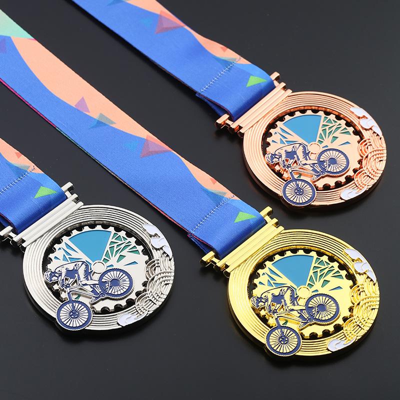 Customized Metal Medal For Cycling Competition Gold Silver Bronze Honor Team School Activity Home Decoration Neck Hanging 1Pc