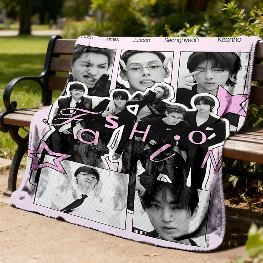 1pc Cortis, K pop Outdoor Personalized Flannel Blanket, Soft, Lightweight Personalized Flannel Blanket, Digital Printing,
