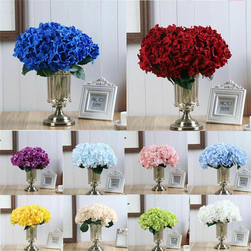 Exquisite 5 Heads Faux Silk Hydrangea Flowers Bouquet Ideal For Bridal Arrangements