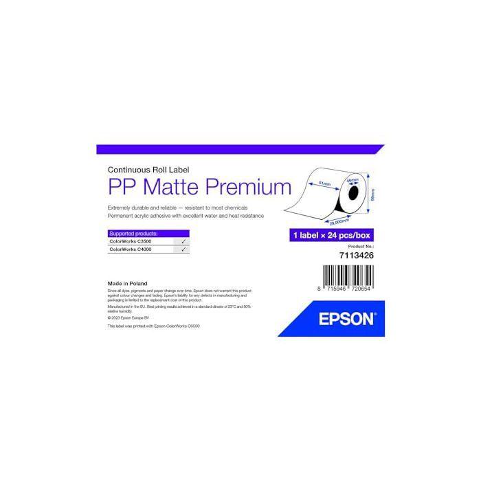 Étiquettes d'imprimante - Epson - Modèle 7113426 - Blanches - Auto-adhésives - Non revêtues