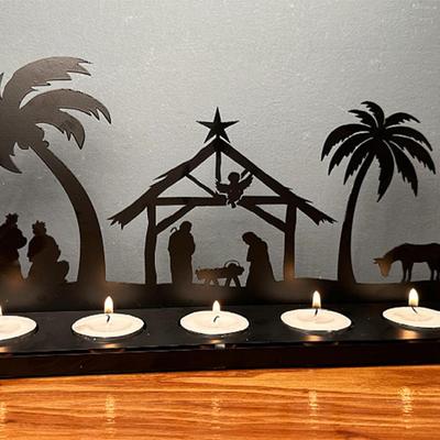 Nativity Scene Christmas Candle Holder Silhouette Nativity Advent Decorations Tabletop Delicate Christmas Tea Light Candle