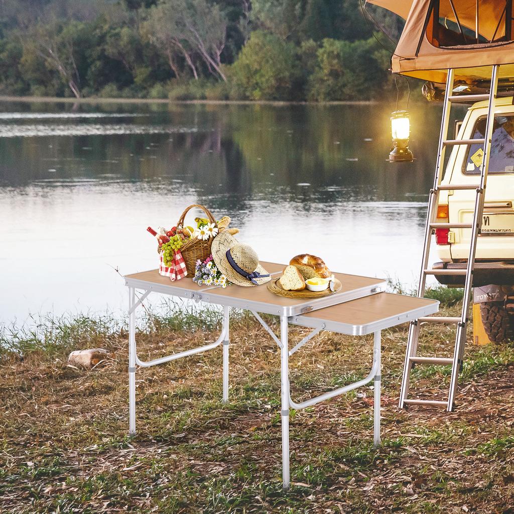 3ft Aluminium MDF-Top Folding Picnic Table Portable Camping Table