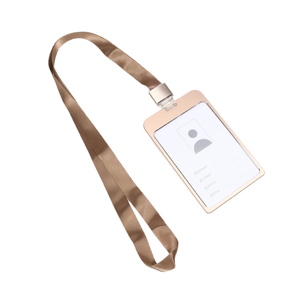 Fashion Card Cover Women Men Aluminum Alloy Work Name Card Holders Business Badge Lanyard Holder Metal Bags Case