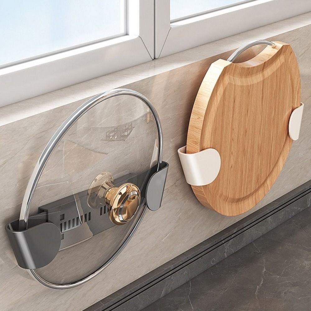 Plastic Telescopic Pot Lid Rack Wall Mounted Punch Free Pot Lid Storage Rack Space Saving Cutting Board Holder for Storing