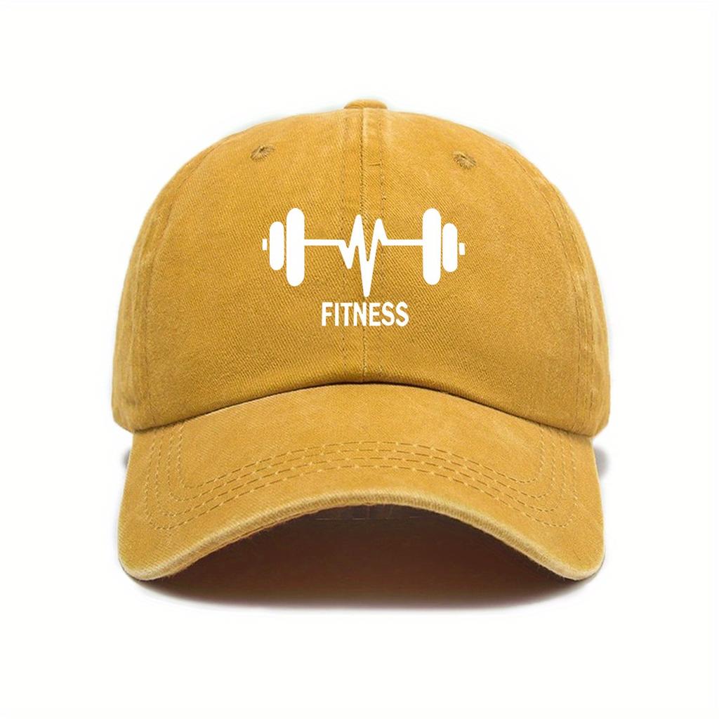 Dumbbell Print Baseball Cap for Male and Female Fitness Enthusiasts, Outdoor Leisure Running Sports Sun Protection Hat