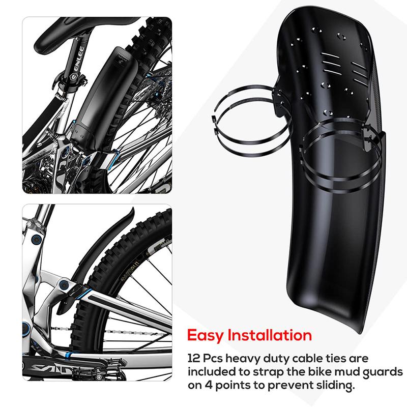 1pcs Black Mountain Bike Mudguard Plastic Front/Rear Mudguard Strap Zip Ties Riding Accessories Suitable For Mountain Bike Roads