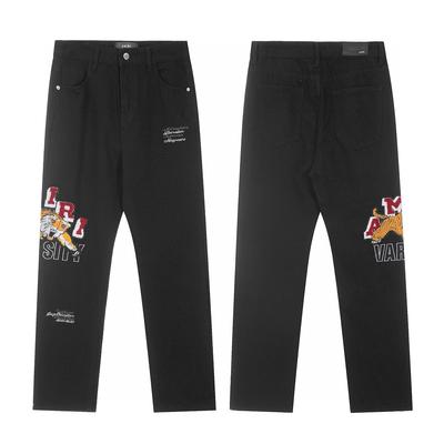 M20 Blugi Trendy Stil American pentru Bărbați și Femei cu Petice din Material Textil, Găuri, Broderie, Pantaloni Casual și la Modă High Street