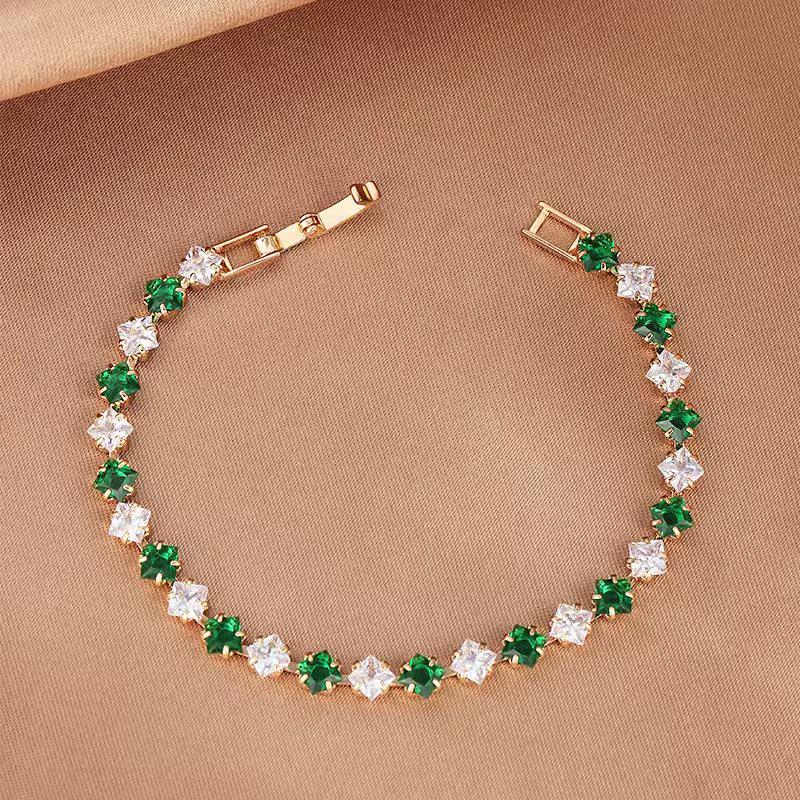 

Трансграничный позолоченный теннисный браслет с цирконами, с красочным блеском и минималистичным дизайном 4x4 Platinum - 17cm