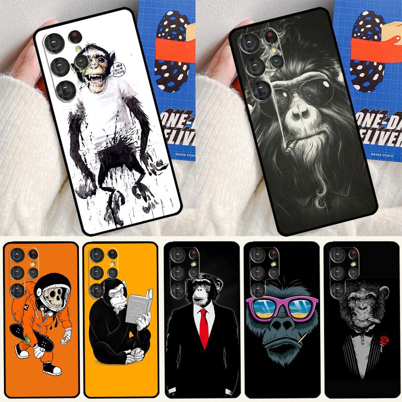 Cartoon Monkey Soft Case For Samsung Galaxy S24 Ultra S9 S10 S20 S22 S21 Plus S23 FE S25 Ultra Funda Cover