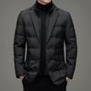 2026 Men's Winter Fake Two-Piece Warm Suit Business Leisure Warm Stand-up Collar Down Jacket