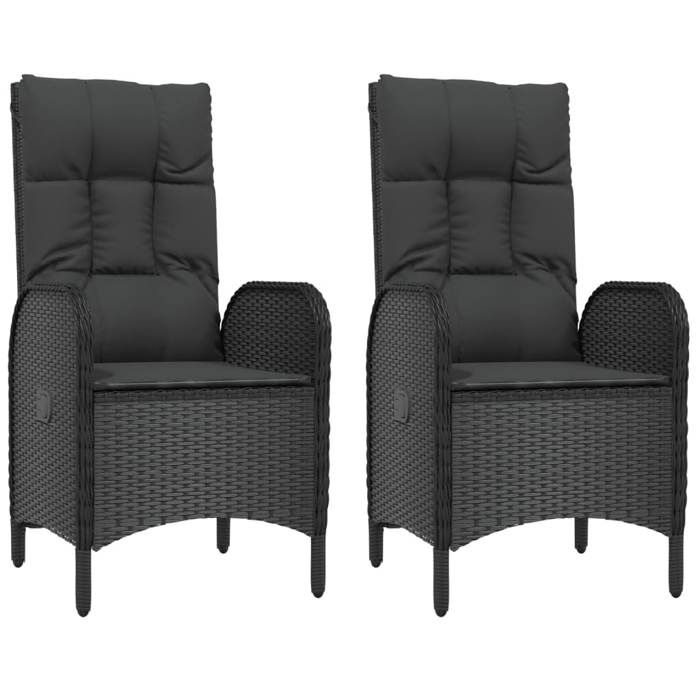 Ensemble de jardin - Maison Exclusive - 3 pièces - Noir - Avec coussins