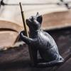 Cat Incense Holder Black Cat Incense Stick Holder Hand-Polished Decorative Incense Burner for Relaxation Meditation Cat Enthusiasts