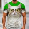 Summer Funny Cat 3D Printed Short Sleeves T-Shirt Round Neck T-Shirts Fashionable Comfortable Breathable Casual Top Men's T-shirt