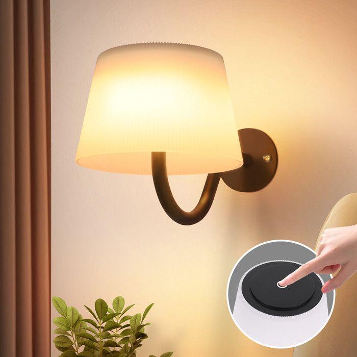 Applique murale d'intérieur - NETTLIFE - À piles avec interrupteur - Noir - Métal - Dimmable