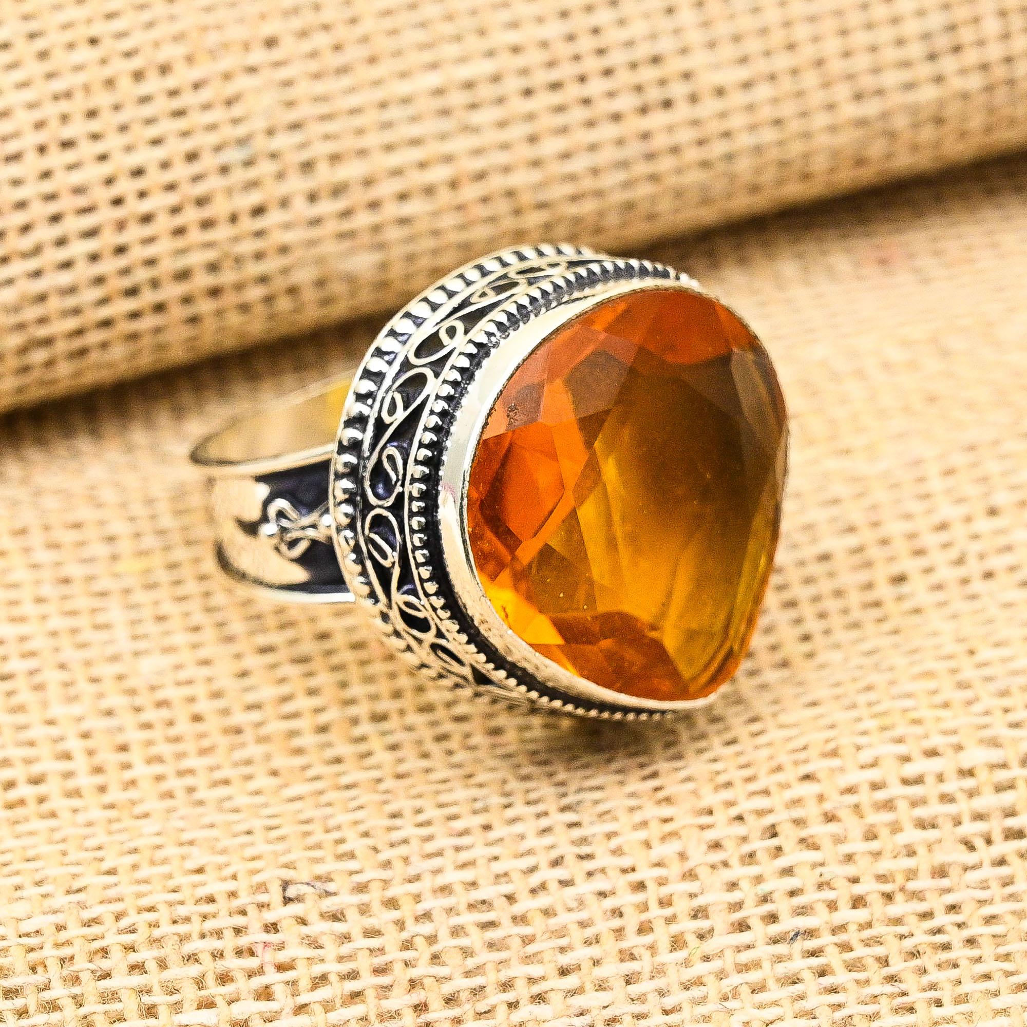 

Кольцо с драгоценным камнем медовый топаз, стерлинговое серебро 925 пробы, ювелирные изделия ручной работы, подарок на День благодарения для нее 5.5 оранжевый