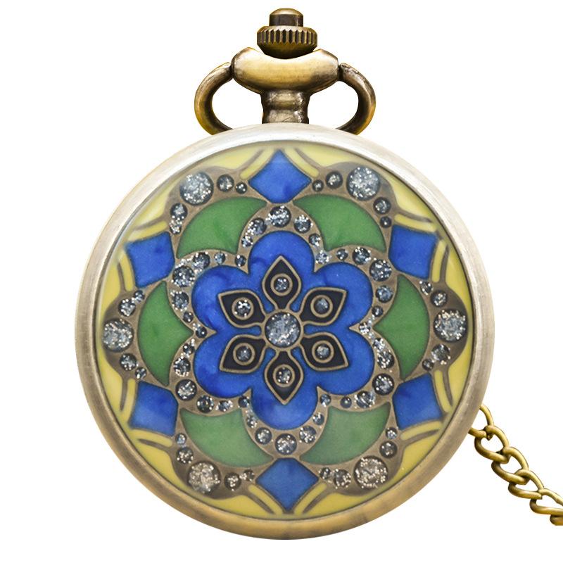 Antique Dial Men Women Quartz Pocket Watch Vintage Bronze Pendant Necklace Clock Gifts