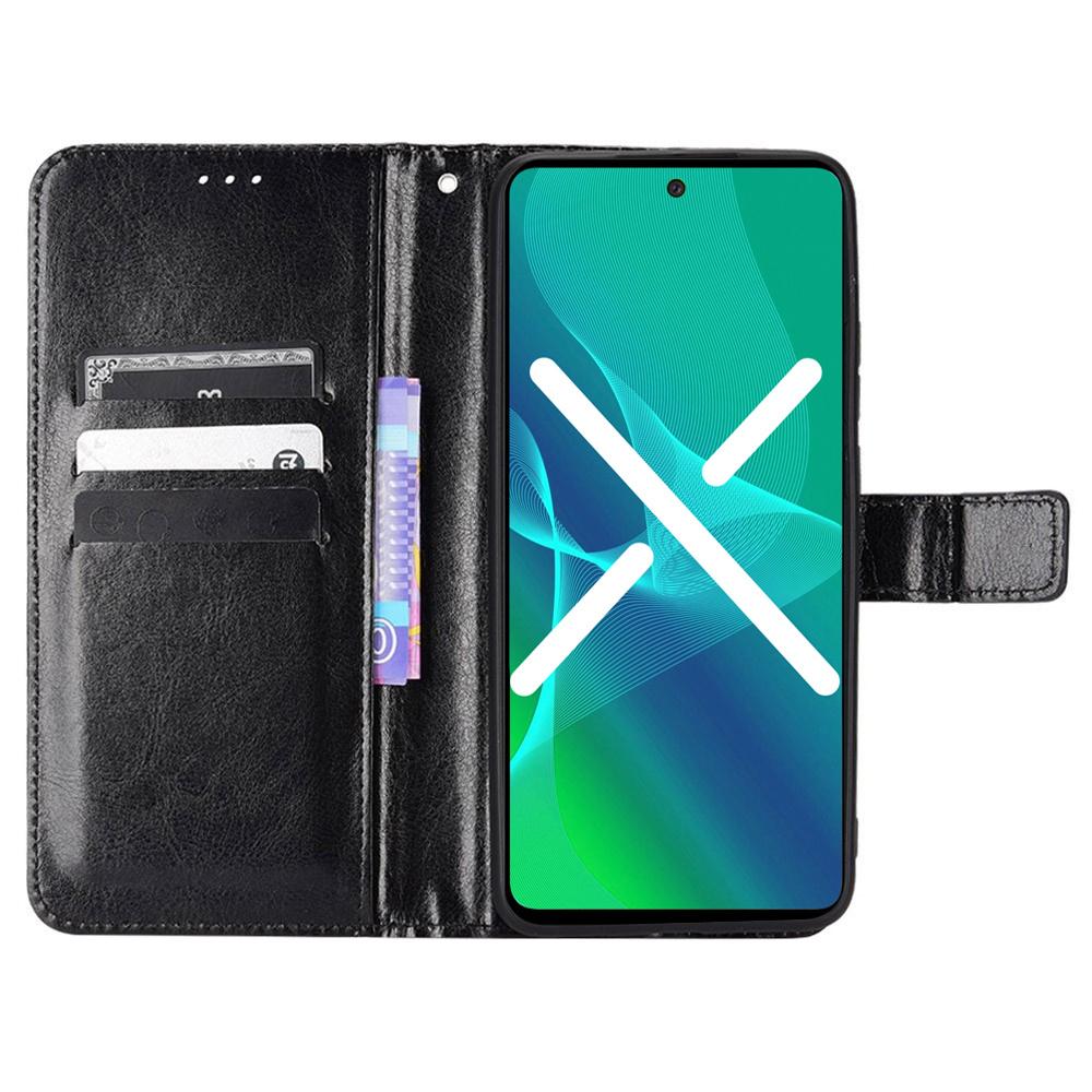 Crazy Horse Wallet Flip Case for Motorola Moto E20/E30/E40, Black