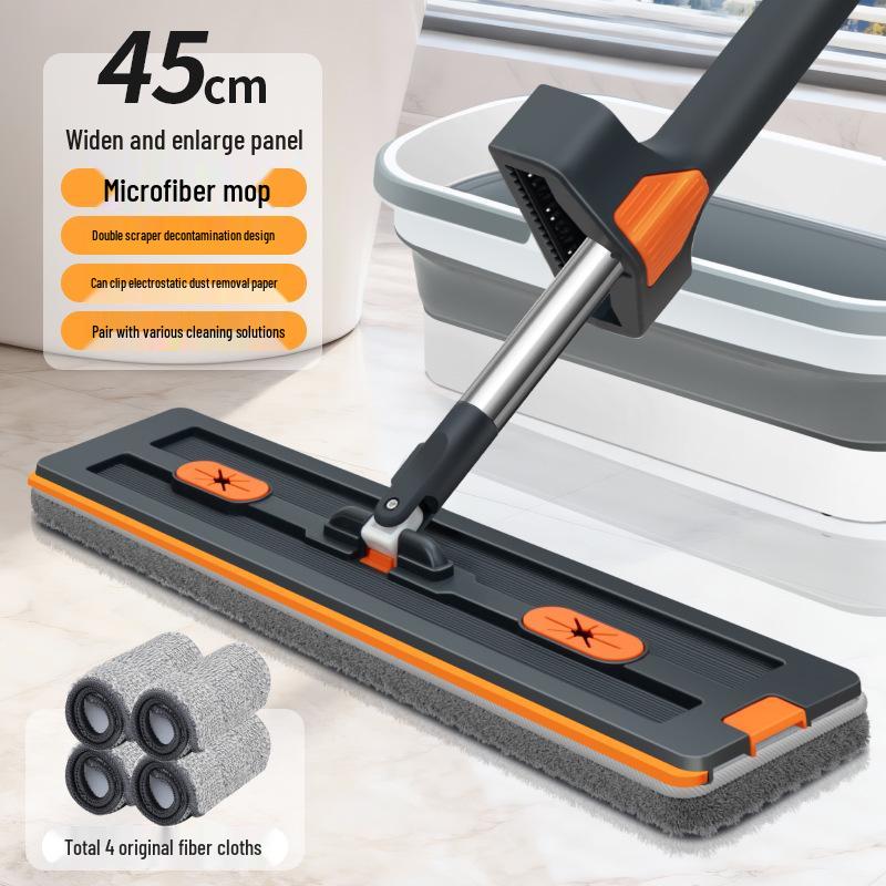 2026 Chenille Flat Mop: Hands-Free, Wet & Dry One-Wipe Clean with Replaceable Cloth