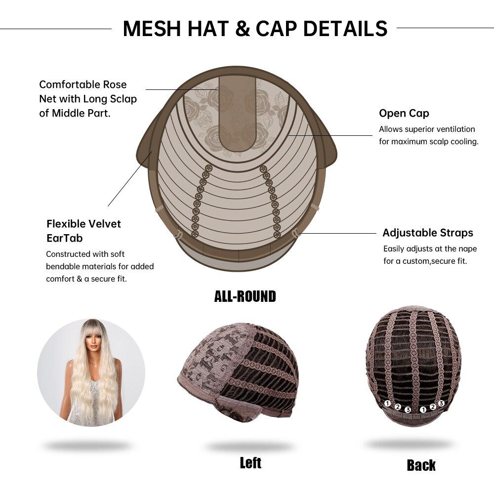 HAIRCUBE Dlouhé vlnité syntetické paruky Světle blond Ombre Paruky pro ženy s ofinou Paruka z přírodního vlasu z tepelně odolných vláken Denní